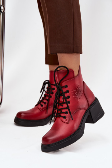Bottines femme en cuir naturel Klocke réchauffer Vinceza 39950 couleur rouge 2