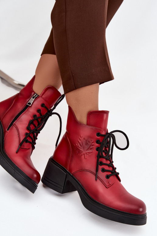 Bottines femme en cuir naturel Klocke réchauffer Vinceza 39950 couleur rouge