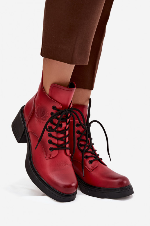 Bottines femme en cuir naturel Klocke réchauffer Vinceza 39950 couleur rouge