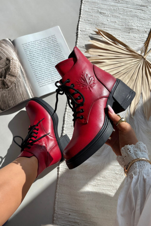 Bottines femme en cuir naturel Klocke réchauffer Vinceza 39950 couleur rouge