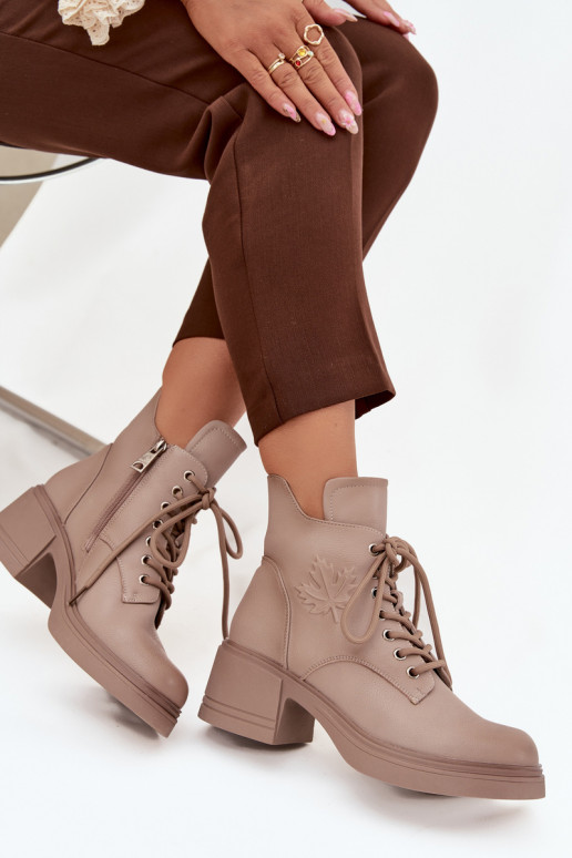 Bottines femme en cuir naturel Klocke réchauffer Vinceza 39950 beige