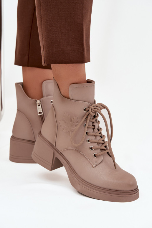 Bottines femme en cuir naturel Klocke réchauffer Vinceza 39950 beige