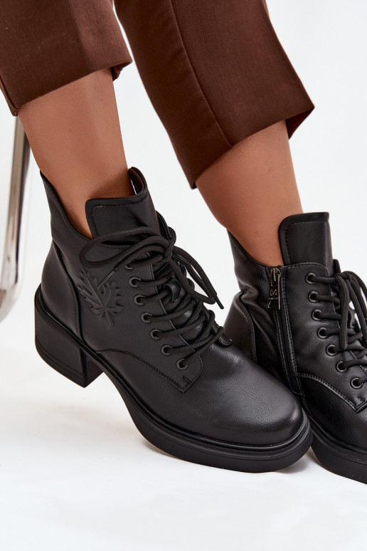 Bottines femme en cuir naturel Klocke réchauffer Vinceza 39950 couleur noire