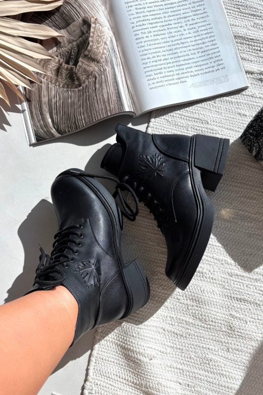 Bottines femme en cuir naturel Klocke réchauffer Vinceza 39950 couleur noire