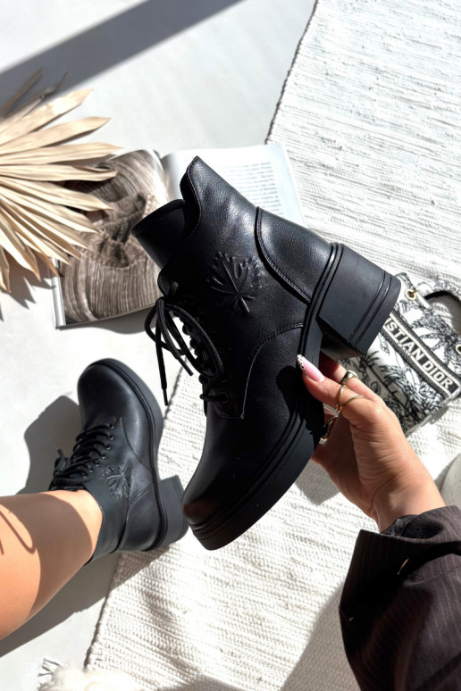 Bottines femme en cuir naturel Klocke réchauffer Vinceza 39950 couleur noire