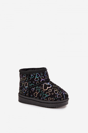 Schneestiefel Kindisch mit Herzen schZuarze Farbe Calivine