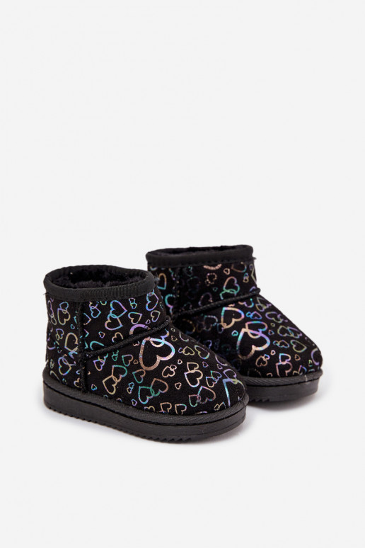 Bottes de neige Puéril avec des coeurs couleur noire Calivine