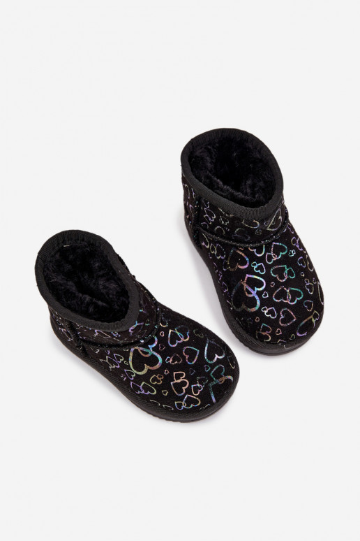 Bottes de neige Puéril avec des coeurs couleur noire Calivine