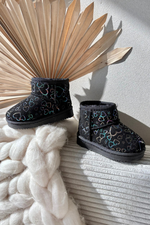 Bottes de neige Puéril avec des coeurs couleur noire Calivine