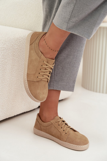 Casual natuurlijke suède schoenen "Barefoot" type Zazoo 314 zandkleur