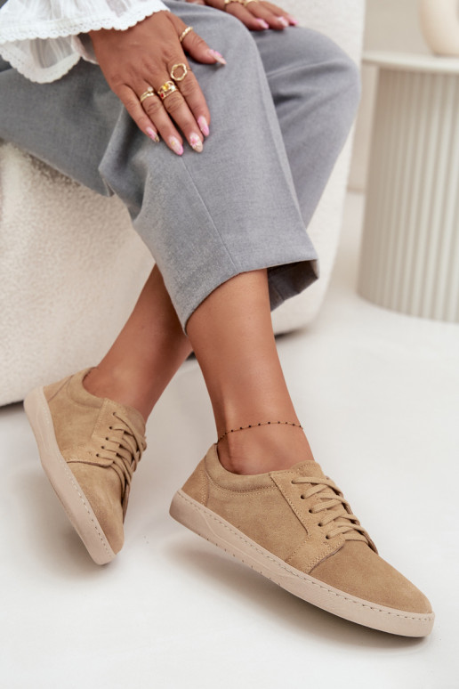 Casual natuurlijke suède schoenen "Barefoot" type Zazoo 314 zandkleur