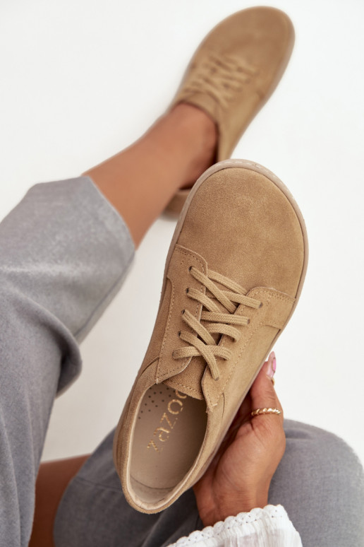 Casual natuurlijke suède schoenen "Barefoot" type Zazoo 314 zandkleur