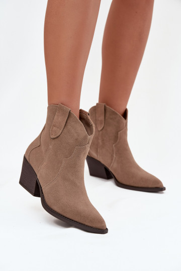 Instap cowboystijl dames enkellaarsjes van natuurlijk suede Beretta zandkleur 2