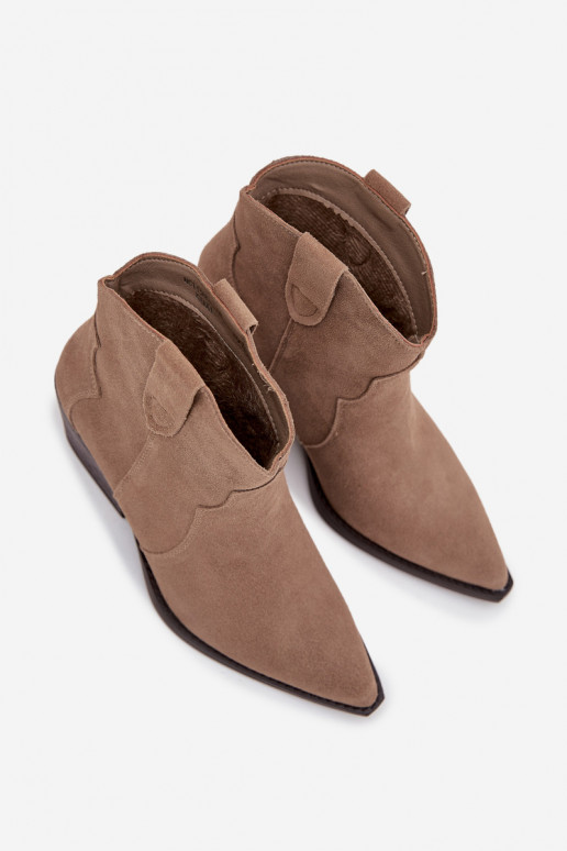 Instap cowboystijl dames enkellaarsjes van natuurlijk suede Beretta zandkleur