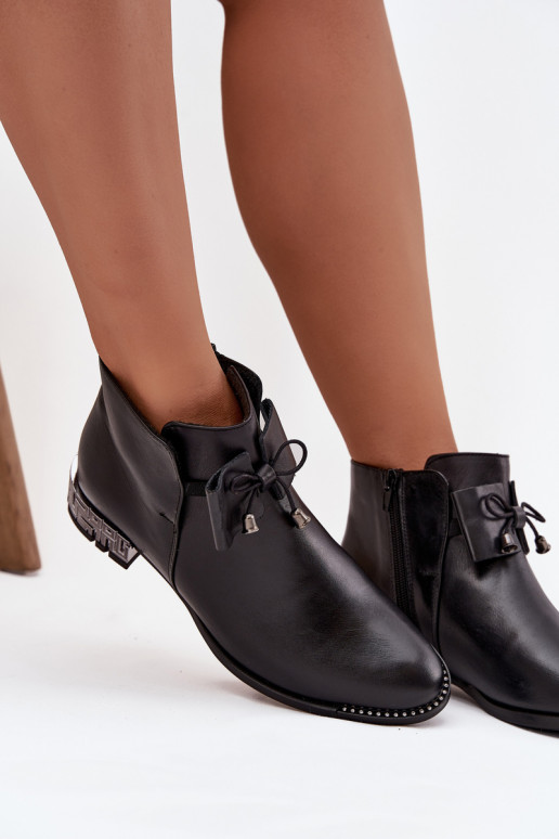 Bottes pour femmesActivéturalnej Skóry Sur un talon bas Zazoo 1396 couleur noire