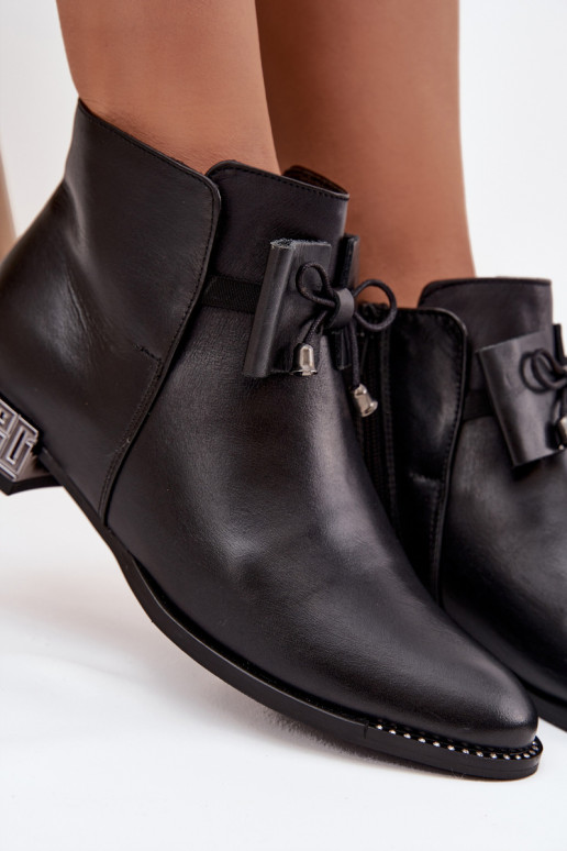 Bottes pour femmesActivéturalnej Skóry Sur un talon bas Zazoo 1396 couleur noire