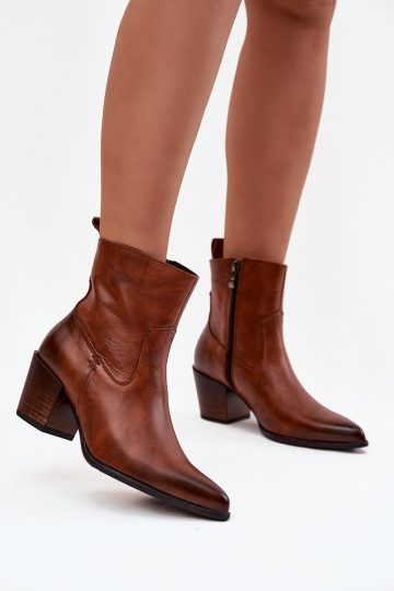 Haut Stiefel im CoZuboy-Stil Feminin mit Absätzen sich Zuarm laufen Zazoo 60565 braune Farbe 2