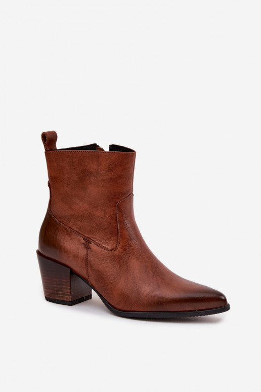 Peau bottes style coÀboy Féminin avec des talons réchauffer Zazoo 60565 marron