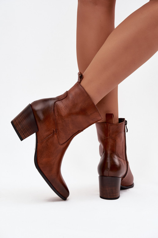 Haut Stiefel im CoZuboy-Stil Feminin mit Absätzen sich Zuarm laufen Zazoo 60565 braune Farbe