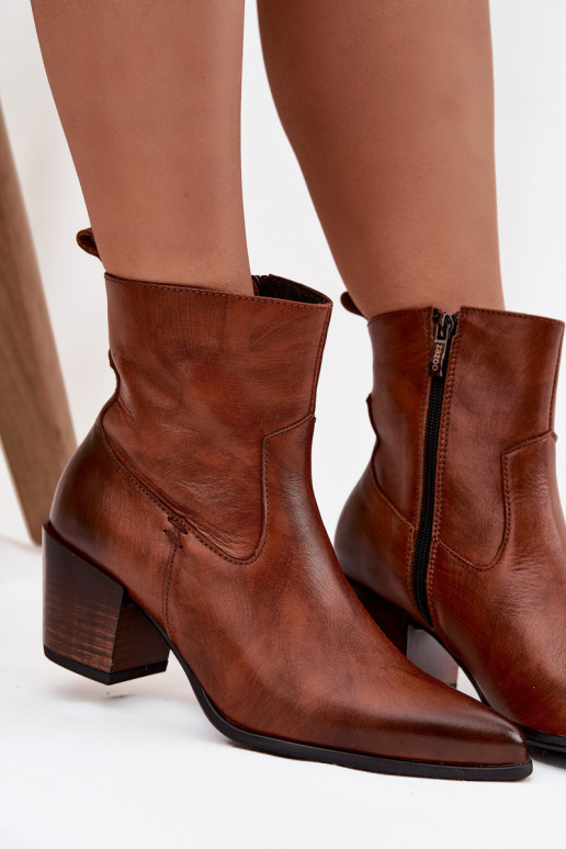 Peau bottes style coÀboy Féminin avec des talons réchauffer Zazoo 60565 marron