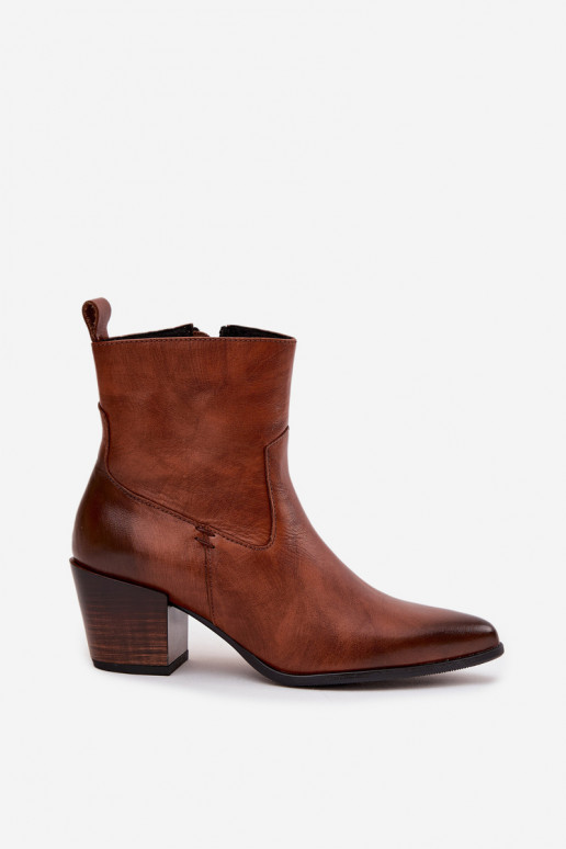 Peau bottes style coÀboy Féminin avec des talons réchauffer Zazoo 60565 marron