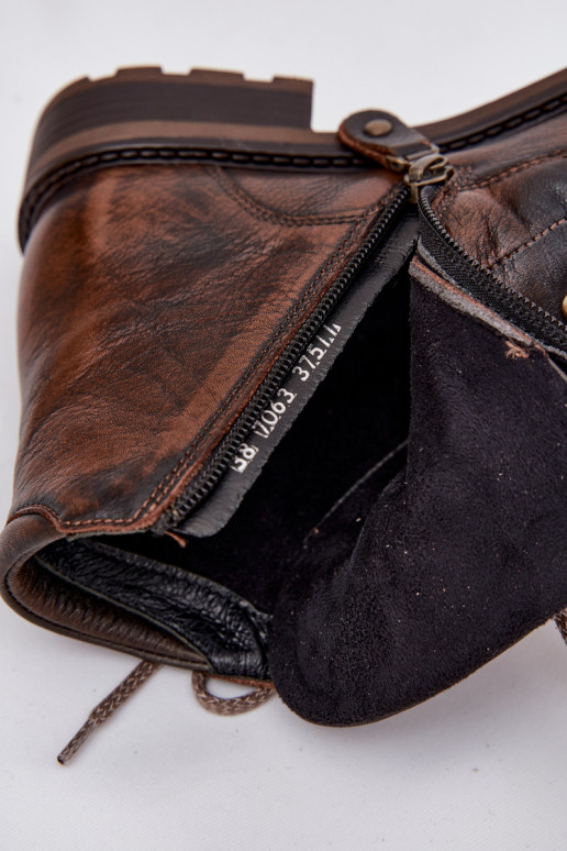 Bottes pour femmesActivéturalnej Skóry avec des talons larges Il fautciejka 07063-02 marron