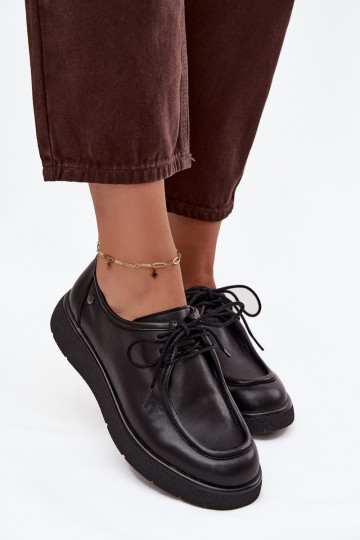 Chaussures en cuir pour femmes Tai turiciejka K7189-01 noires