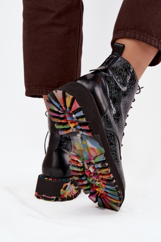 Haut mit Lackeffekt Damenstiefel Artiker 57C0065 graue Farbe