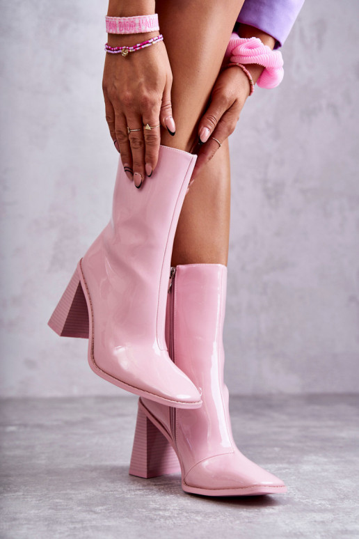 Feminin mit Lackeffekt Stiefel Stiefel pinke Farbe Es mussrgit