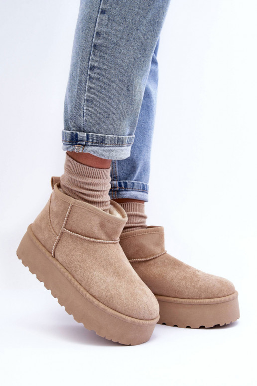 en daim Bottes de neige avec une plateforme beige Corcoran