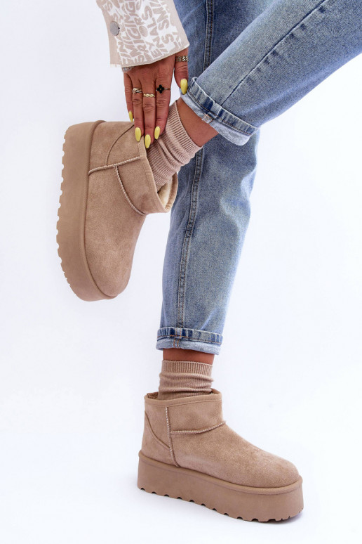 en daim Bottes de neige avec une plateforme beige Corcoran