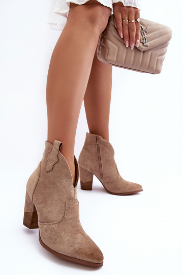 Suede schoenen coInboystijl met hakken beige Tanner 2