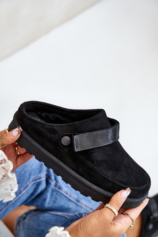 Dames Slippers opInarmen met bont erin met platform zInart Azida