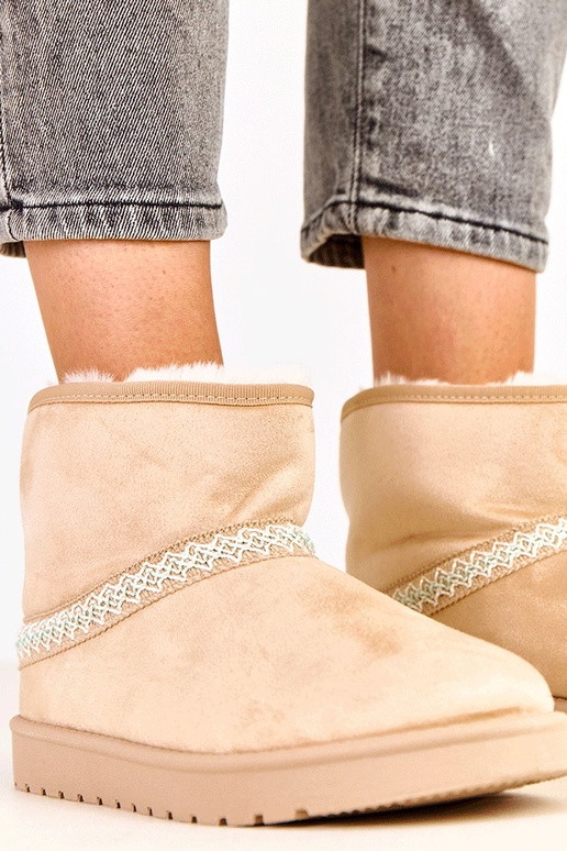 Beige niedrige Schneestiefel aus...