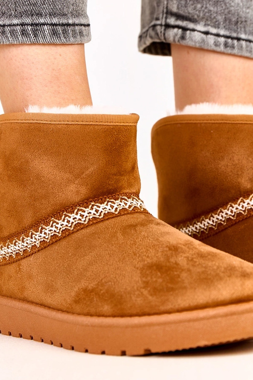 Bottes neige basses marron en suede...