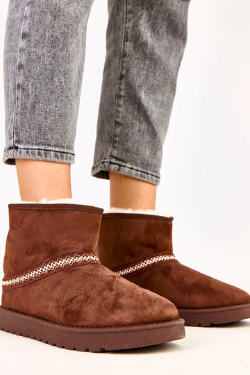 Bottes neige basses marron en suede synthétique, Karolla 2