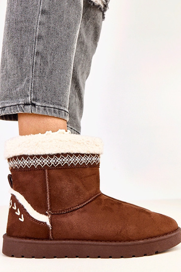Braune niedrige Schneestiefel mit Stickerei, Sensila