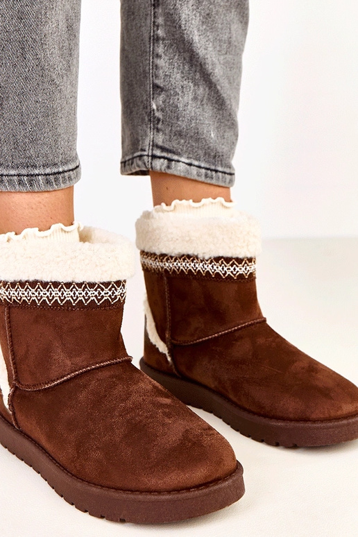 Bottes neige basses marron ornées de...