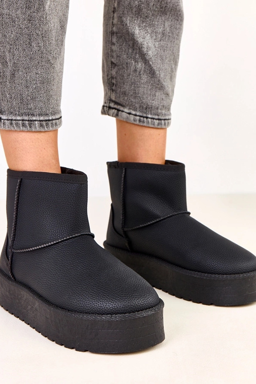 Schwarze niedrige Schneestiefel mit...