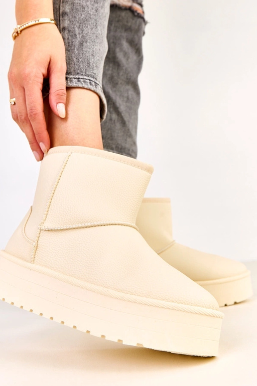 Beige niedrige Schneestiefel mit...