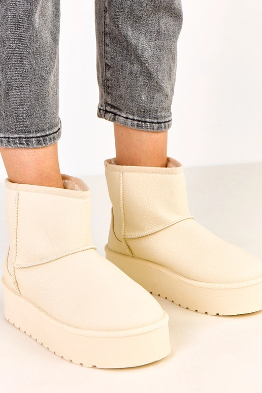 Zandkleurige lage sneeuwlaarzen met...