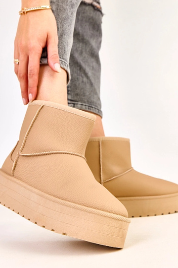 Bottes neige basses marron avec plateforme en simili cuir, Reinol