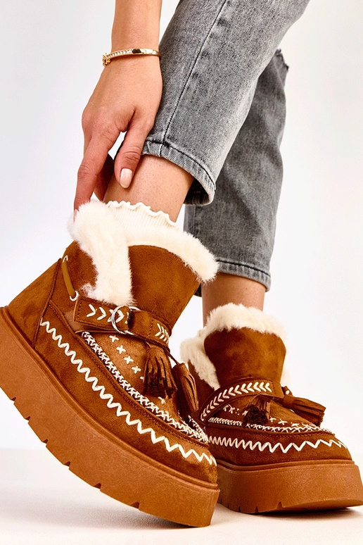 Bottes neige marron avec plateforme...