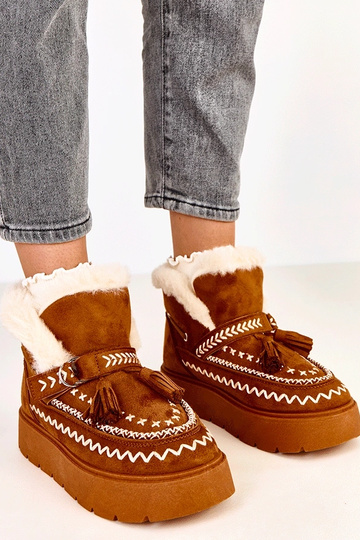 Bottes neige marron avec plateforme et pompons, Maurisa 2