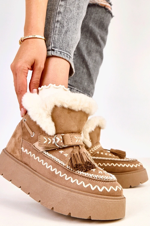 Bottes neige marron clair avec...