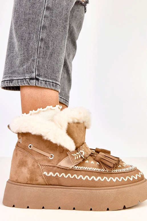 Bottes neige marron clair avec...