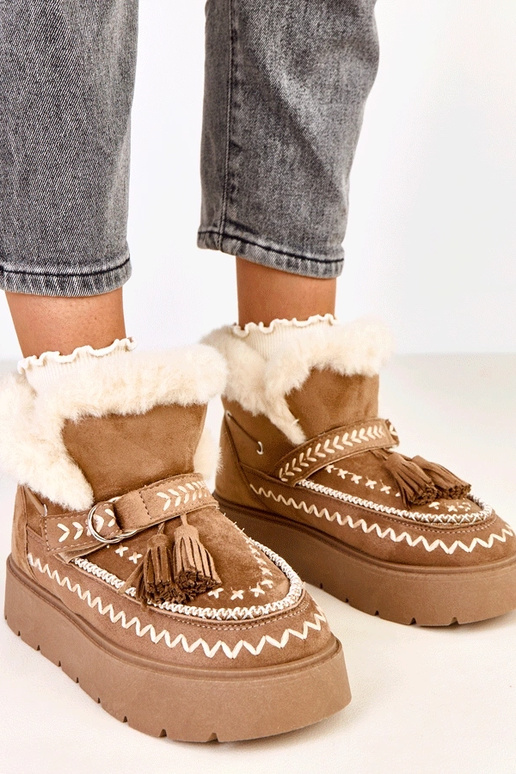 Bottes neige marron clair avec...
