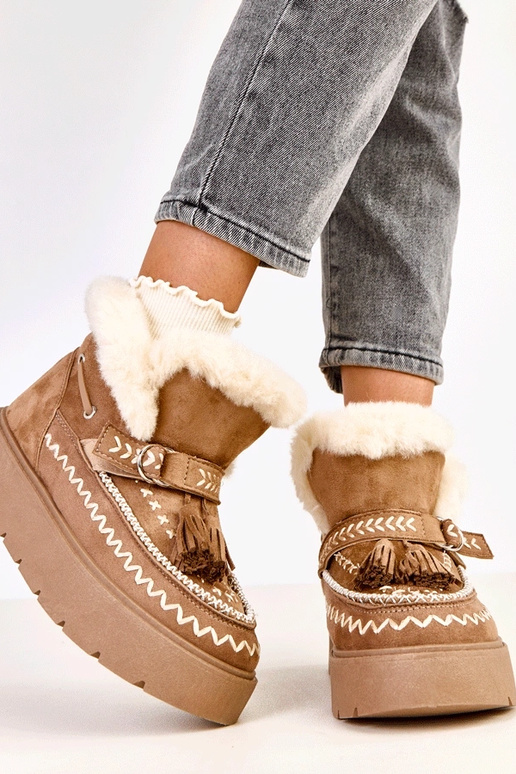 Bottes neige marron clair avec...