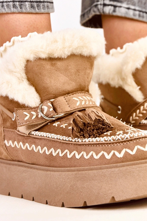 Hellbraune Schneestiefel mit...