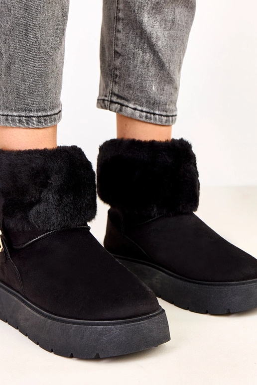 Bottes neige noires avec plateforme...